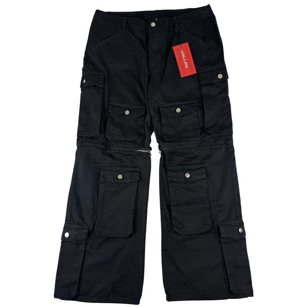 Wicked Denim Valley Cargo Pants Mens 38 Actual 36 Black Zip Off Multi Pocket